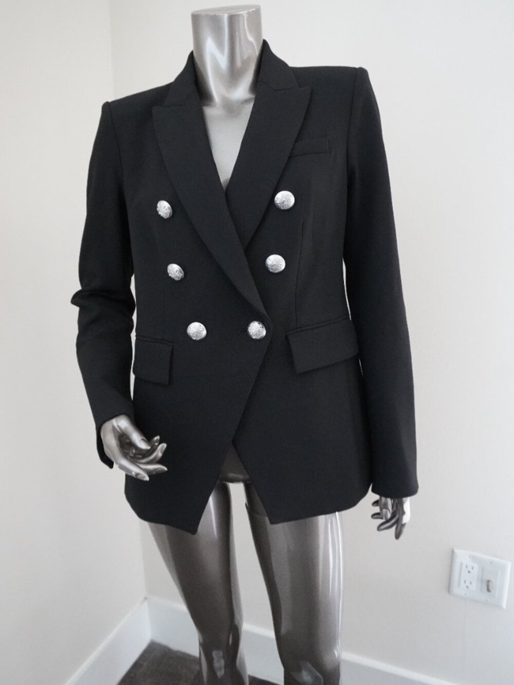 Veronica Beard Miller Dickey Blazer Black Silver Crest Buttons Jacket Size 6 - Picture 2 of 9